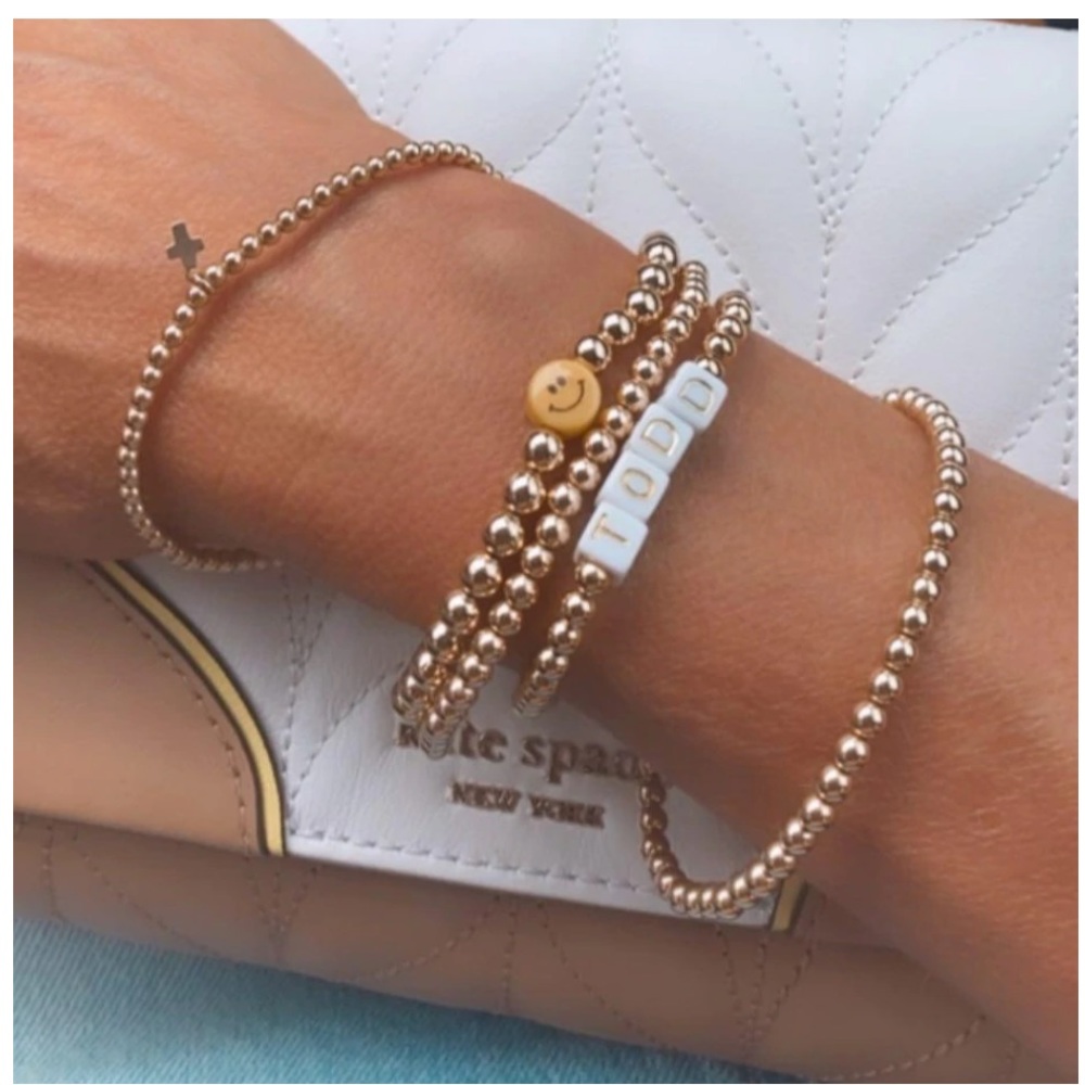 14kt Gold/ball bracelet with Smiley charm